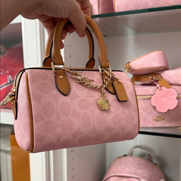 NWT Coach Pink and Tan Satchel MINI ROWAN - Picture 11 of 16